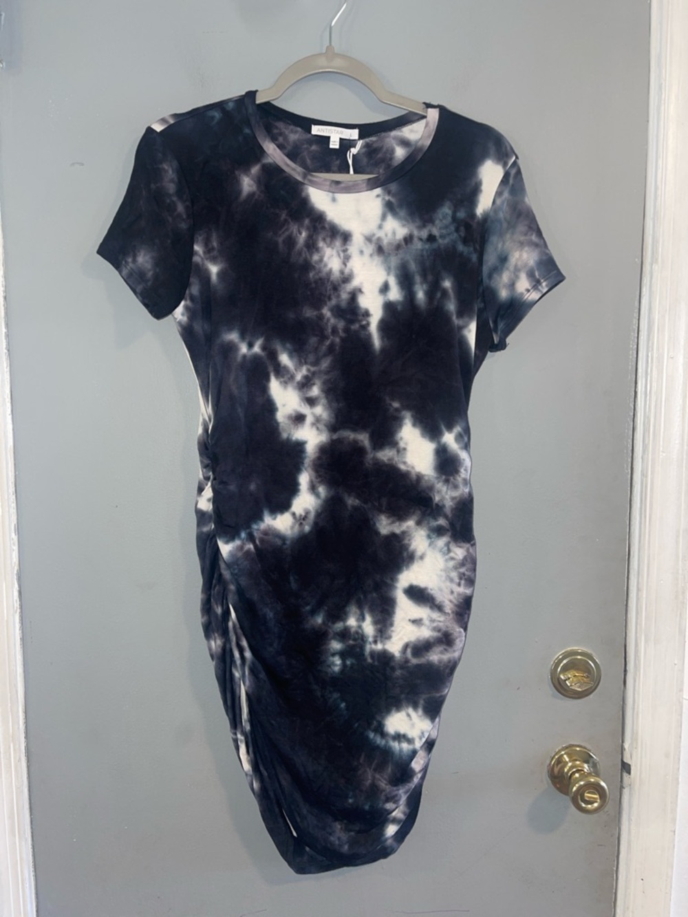 NWT Antistar Tie Dye Cinched Sides T Shirt Dress Super‎ Soft Stretch Sz L
